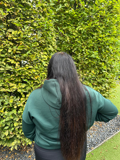 Hoodie met No 5 glitter DENNENGROEN