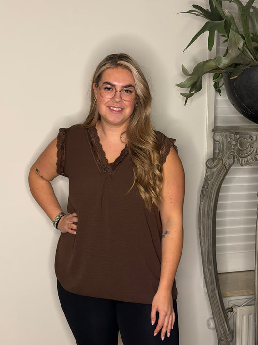 Hemd kant V hals BRUIN