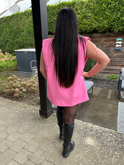 GILET MET SCHOUDERVULLING ROZE