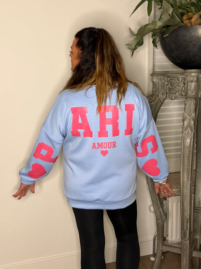 Sweater ‘PARIS’ LICHT BLAUW
