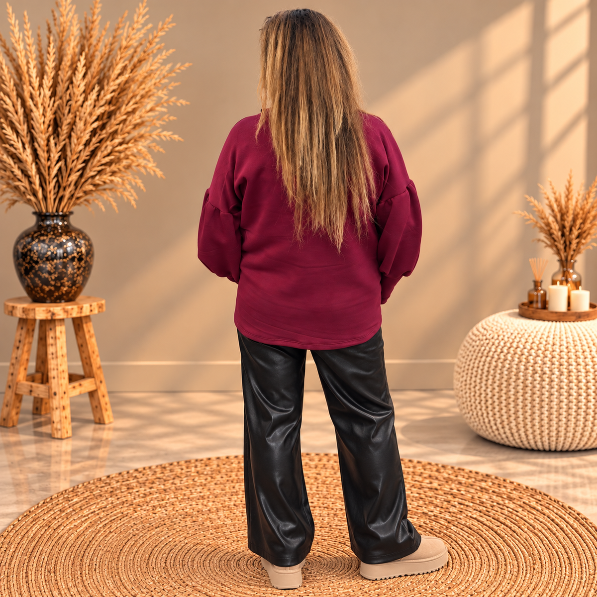 Sweater 4 knopen BORDEAUX