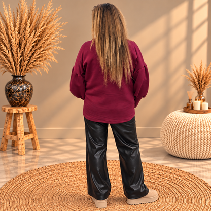 Sweater 4 knopen BORDEAUX