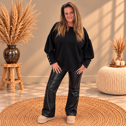 Sweater 4 knopen ZWART