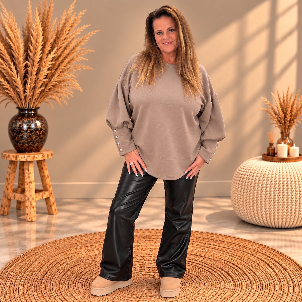 Sweater 4 knopen TAUPE