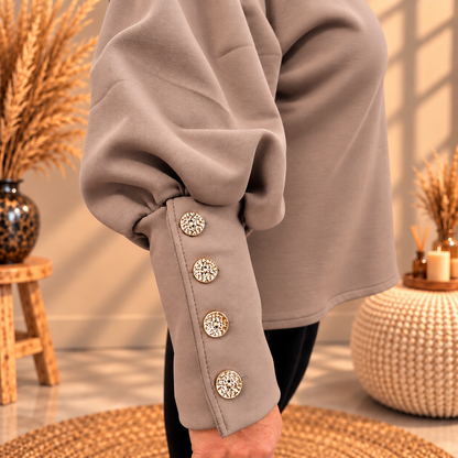 Sweater 4 knopen TAUPE