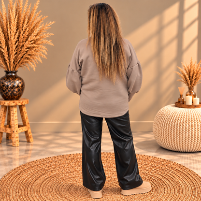 Sweater 4 knopen TAUPE